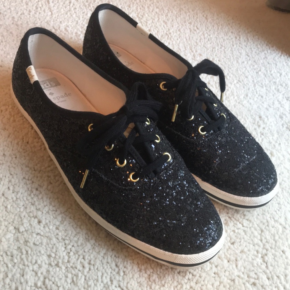 Kate Spade Keds Sneakers 7.5 Black Glitter